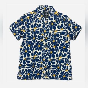 Mens buttin up short sleeve  Blue and Yellow Floral Men's Shirt